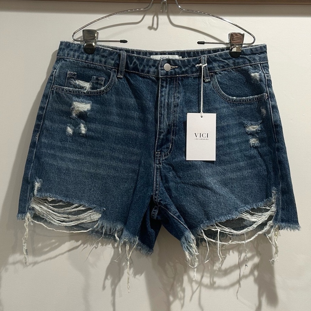 Winnie High Rise Distressed Denim Shorts